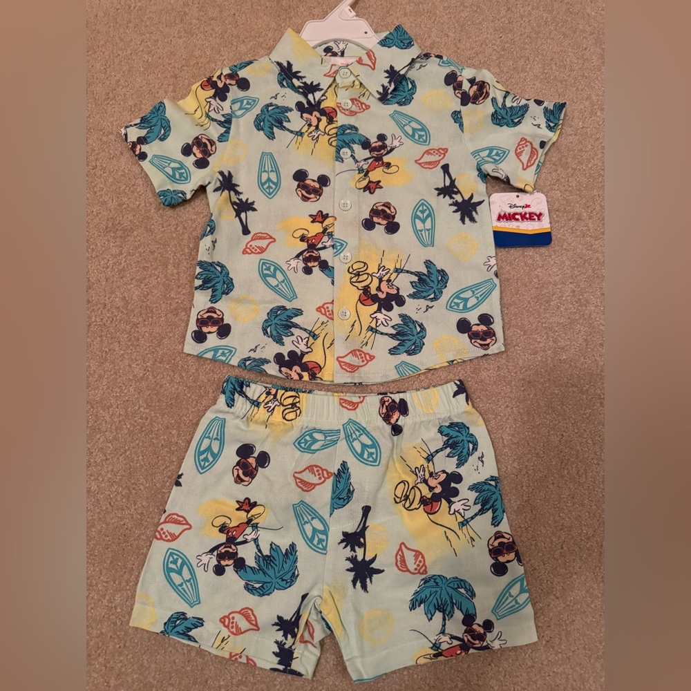 NWT Disney Mickey Mouse Tropical Kids 2 piece Outfit Size 3T - Picture 2 of 10